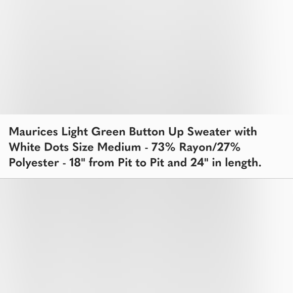 Maurices Light Green Button Up Sweater with White Dots - Picture 6 of 6